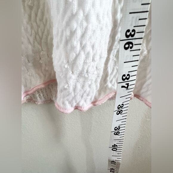 Vintage Y2K white dress 3D appliqué rose lettuce hem 2000s 90s bridal summer S - Picture 7 of 8